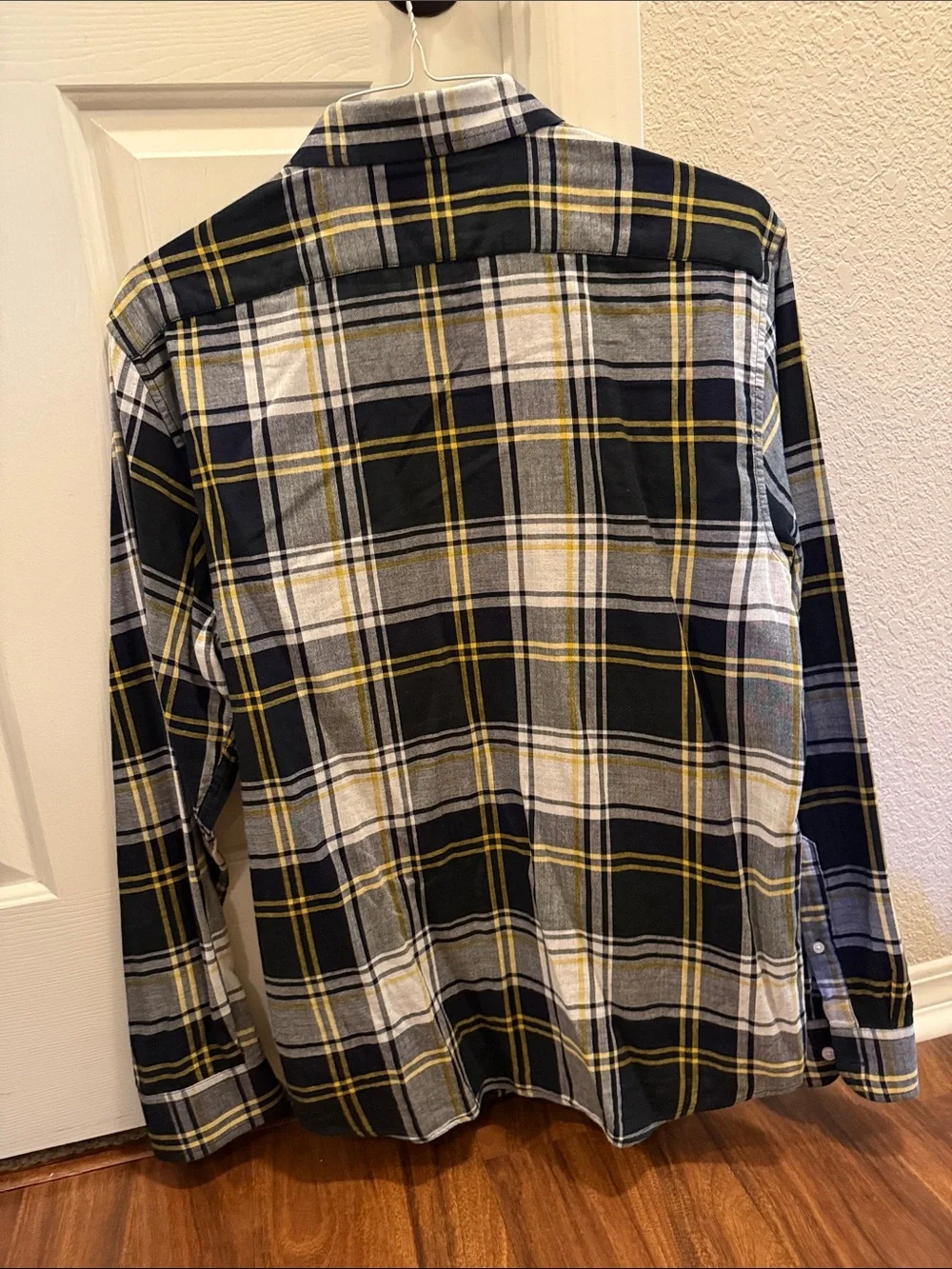 Banana Republic Navy, White & Yellow Plaid Button-Down Shirt